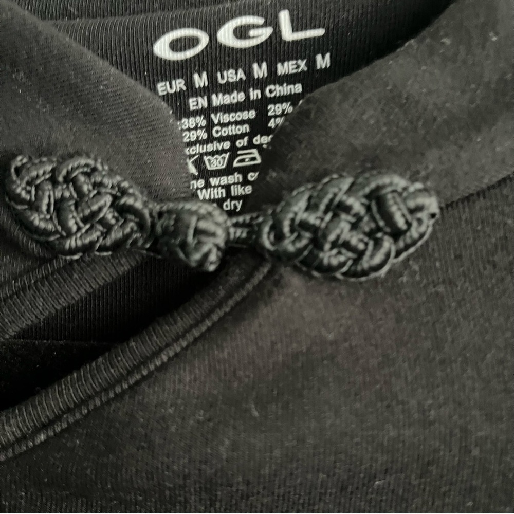 OGL Mandarin Collar Asymmetric Frog Button Brami Top Sz M - Picture 5 of 7
